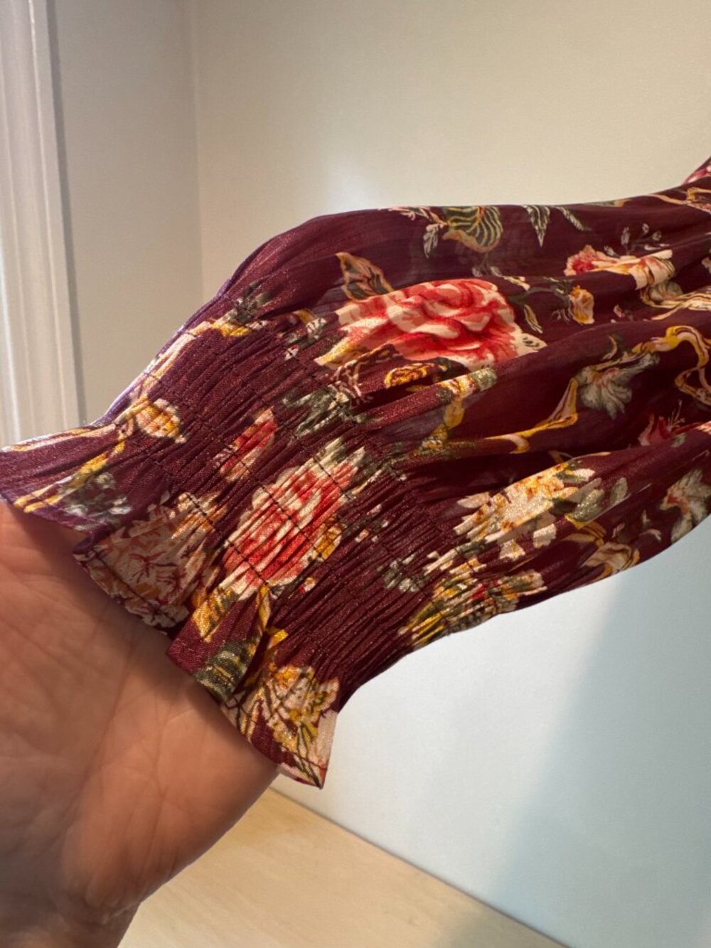 NWT LC Lauren Conrad Floral High-Low Wrap Dress β Burgundy β Size L πΈπ₯ - Picture 9 of 13